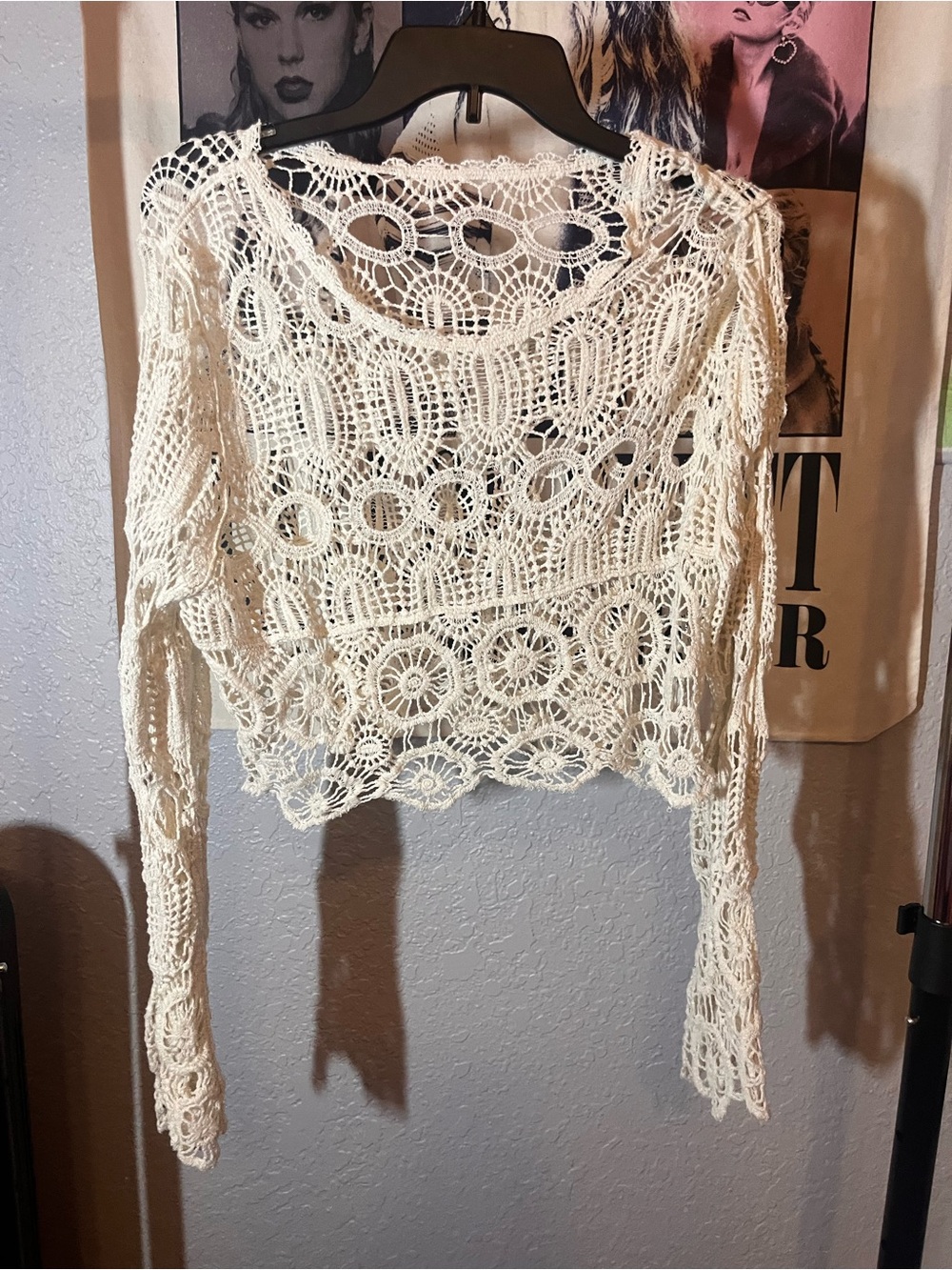 SHEIN Cream Open Knit Long Sleeve Sweater Women’s One Size - Picture 1 of 4